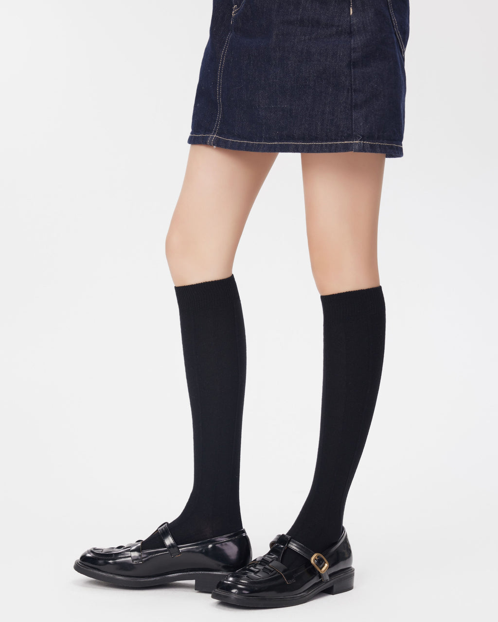 Women Double Needle Reversed Knee Socks Stylish Slim Fit - SWEET NANA