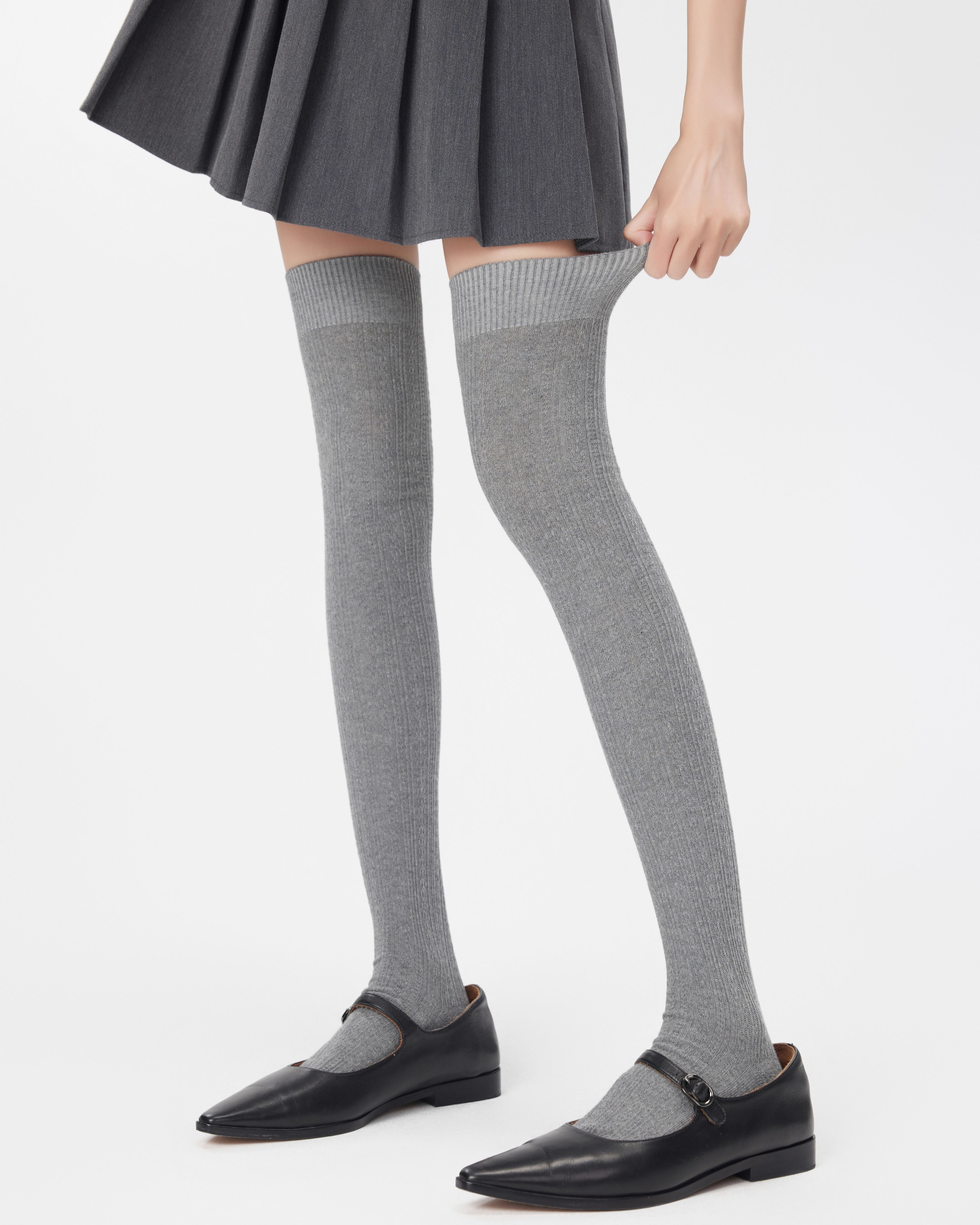 女款過膝襪子麻花針織棉質多功能