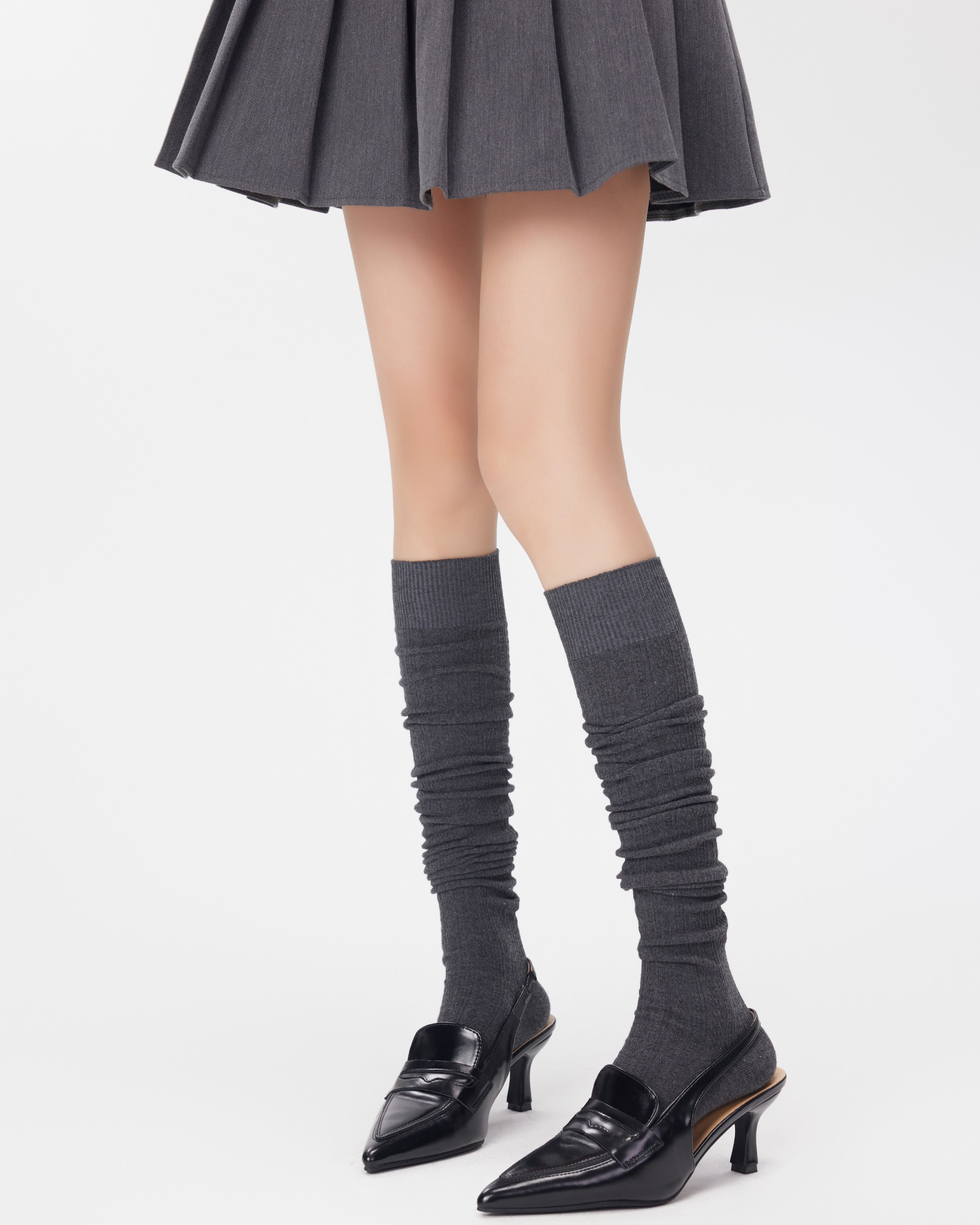 女款過膝襪子麻花針織棉質多功能