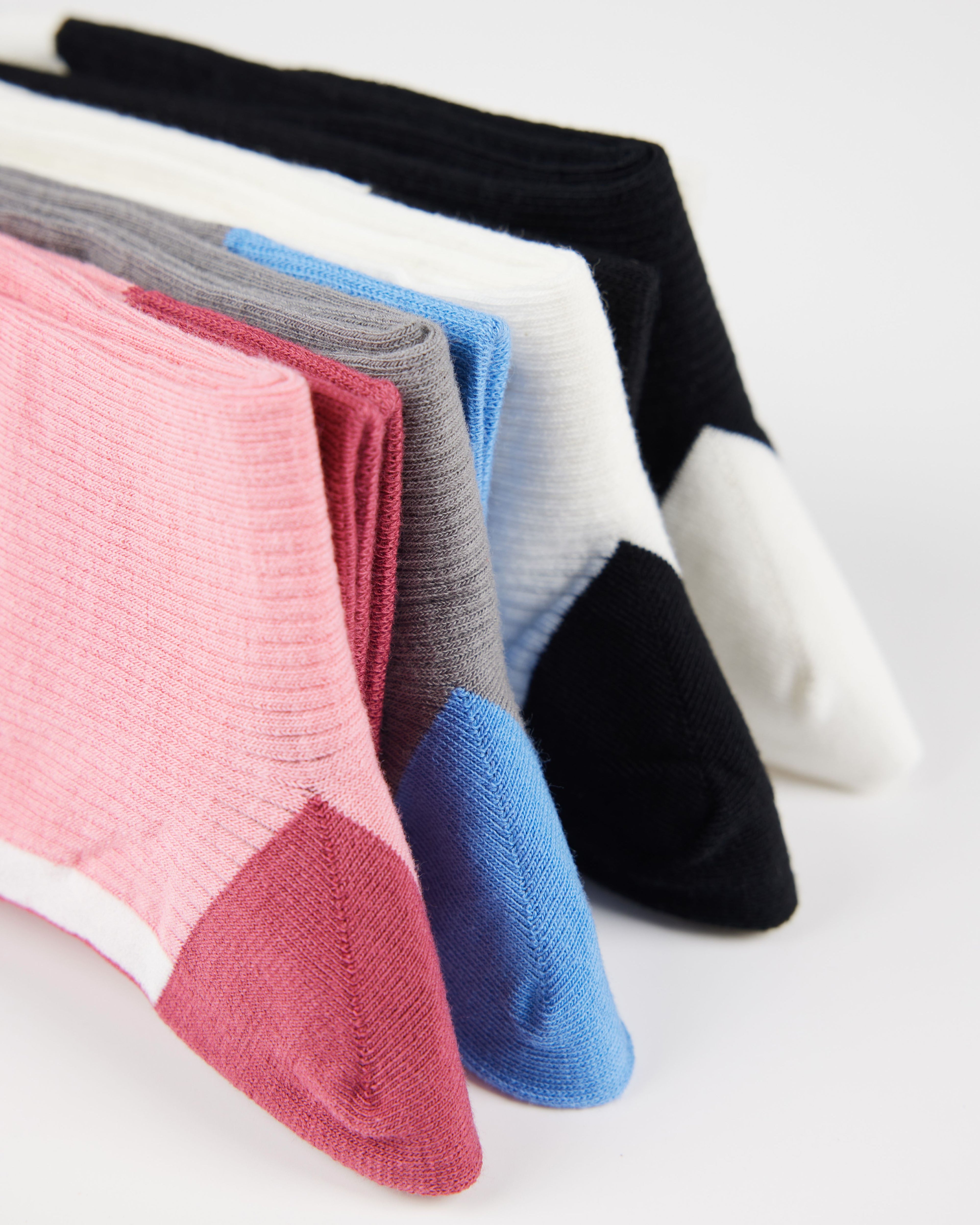 Women 240 Needle Contrast Knee Socks Handsewn Antibacterial - SWEET NANA