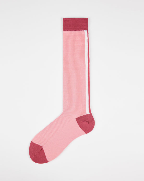 Women 240 Needle Contrast Knee Socks Handsewn Antibacterial - SWEET NANA
