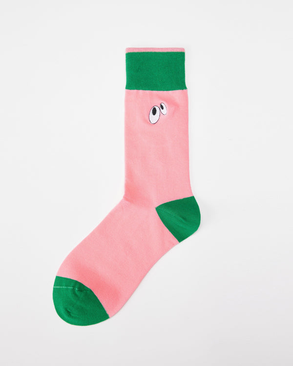 Women Cute Handsewn Crew Socks Bold Eye Embroidery Comfort - SWEET NANA