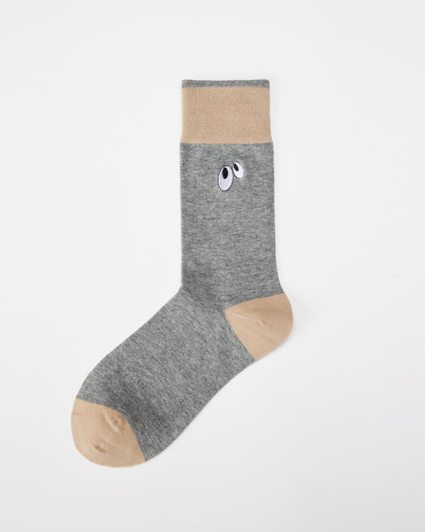 Women Cute Handsewn Crew Socks Bold Eye Embroidery Comfort - SWEET NANA
