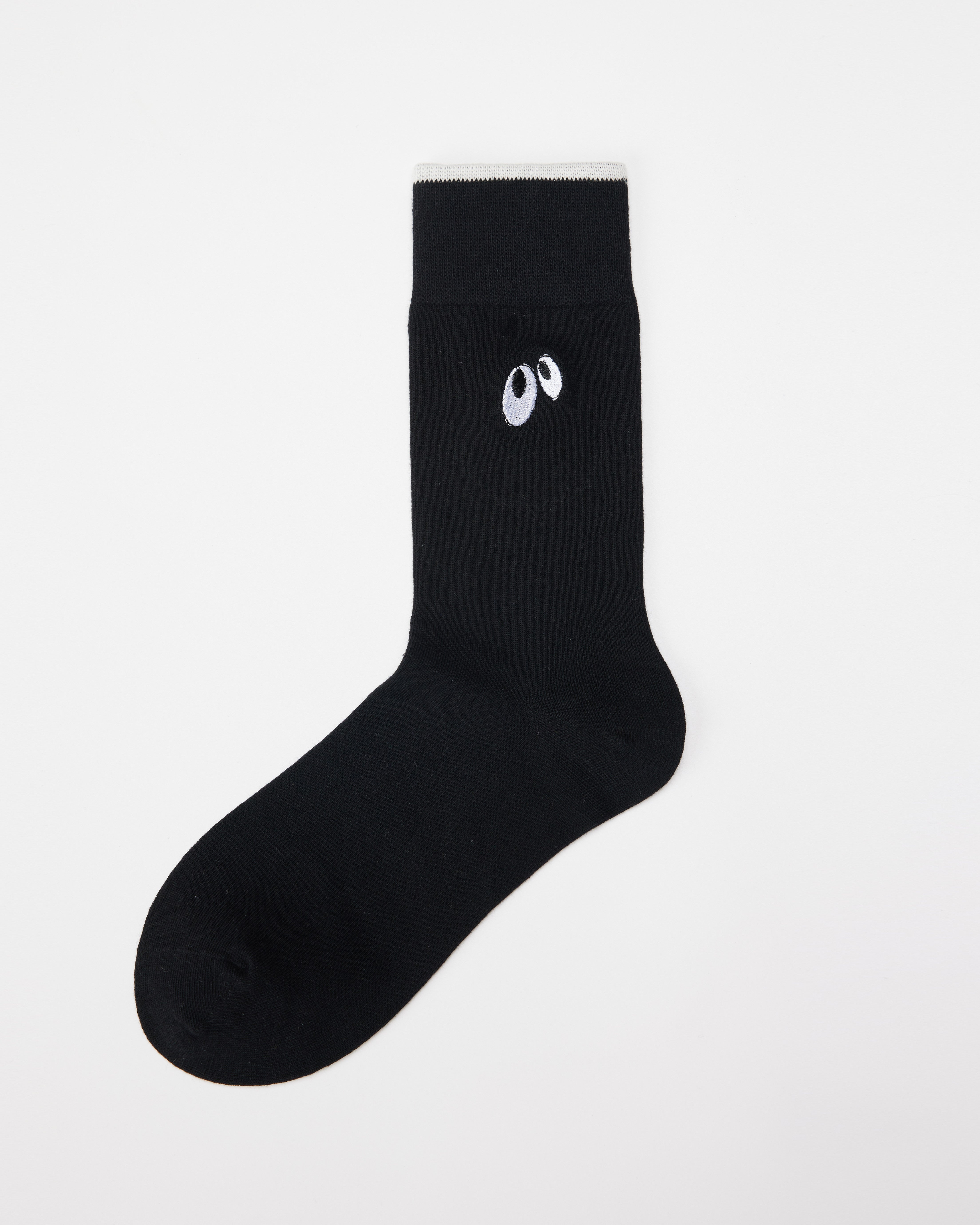 女款可愛手工縫製中筒襪子大膽眼睛刺繡舒適