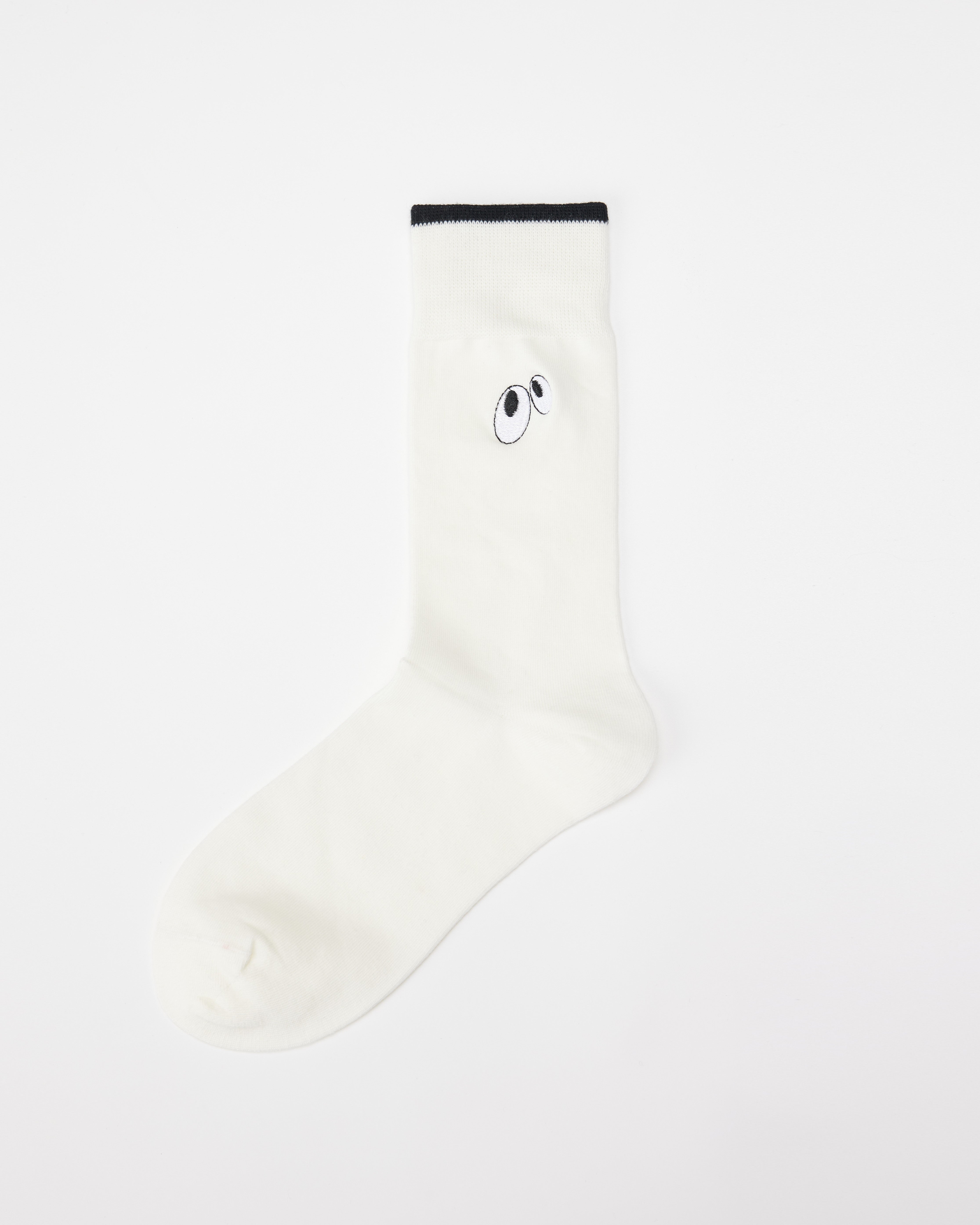 女款可愛手工縫製中筒襪子大膽眼睛刺繡舒適