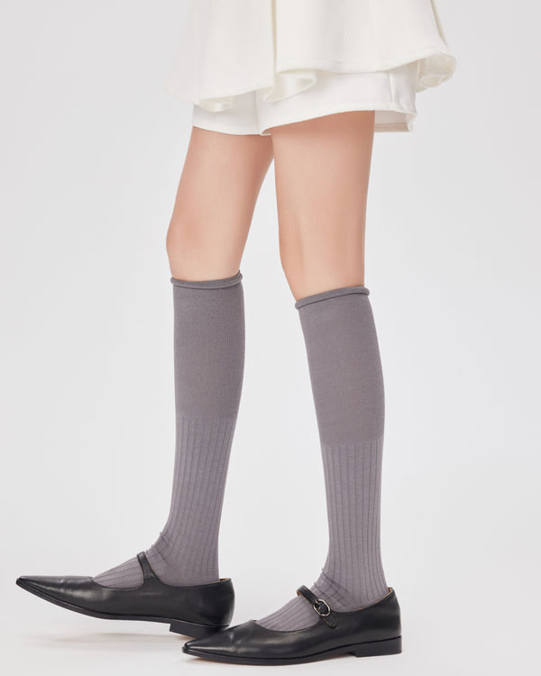 Women Single Cuff Rolled Knee Socks Handsewn Antibacterial - SWEET NANA