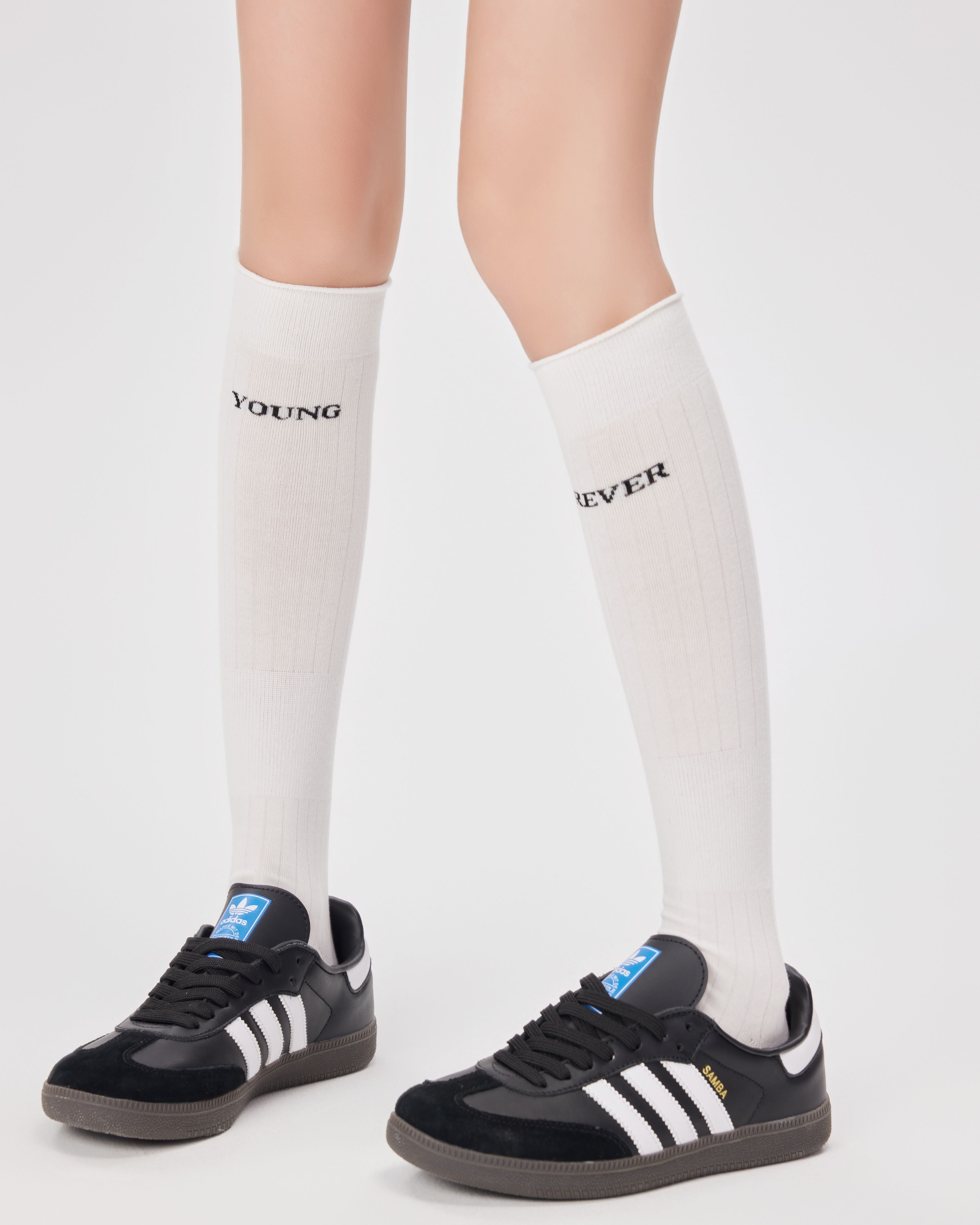 여성 레터링 무릎 양말 수제 항균 쿨 스타일