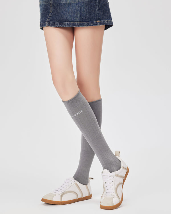 Women Letter Knee Socks Handsewn Antibacterial Cool Style - SWEET NANA