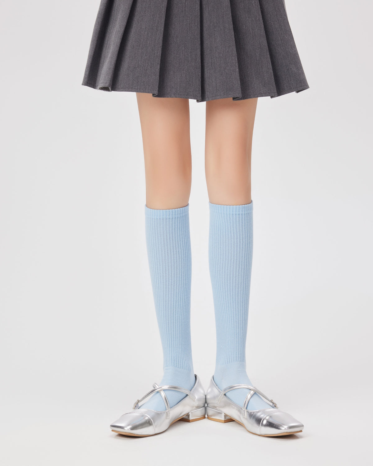Women Striped Pressure Knee High Socks Handsewn Antibacterial