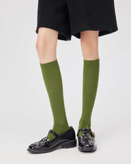 여성용 스트라이프 압박 무릎 양말 수제 항균