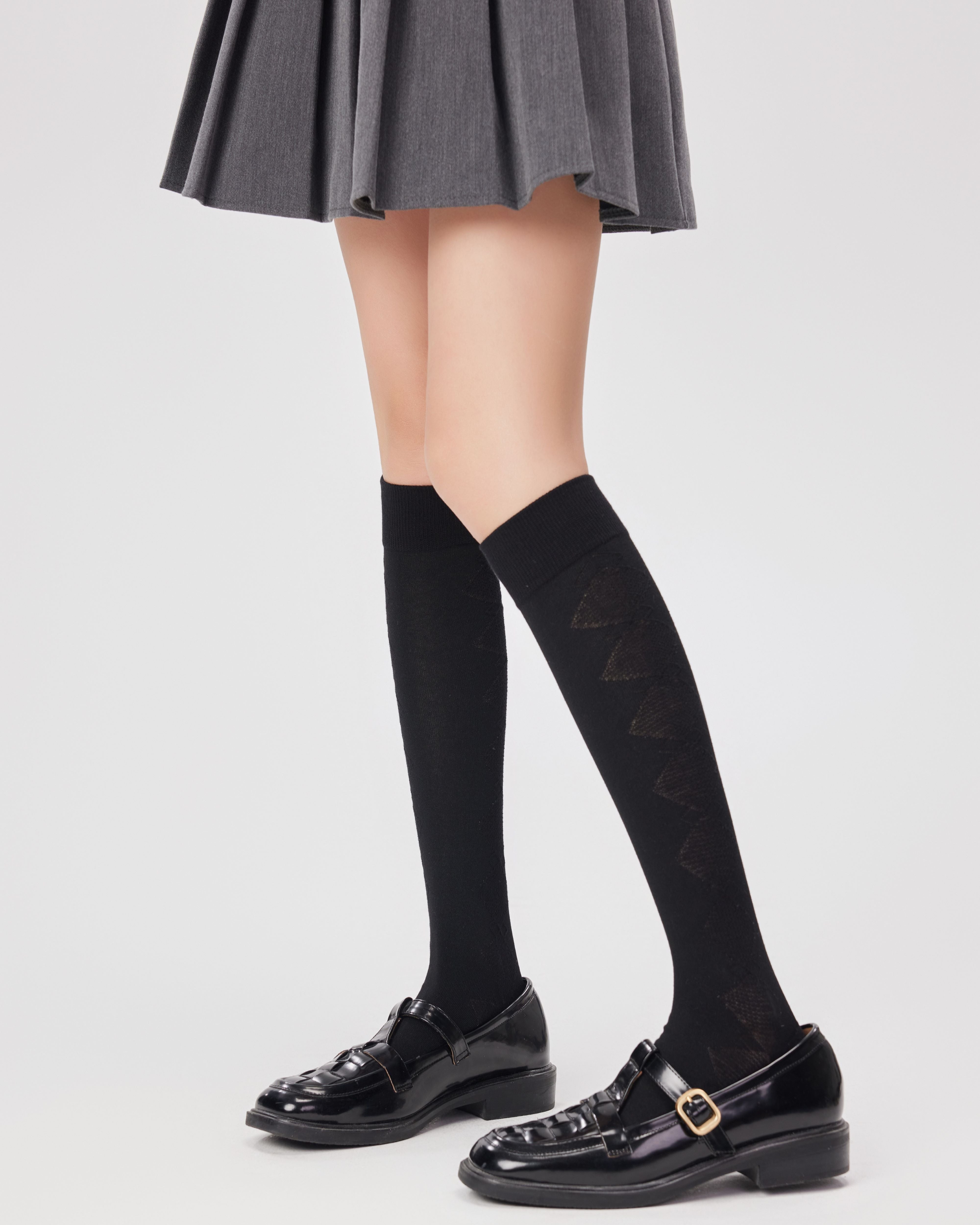 Women Diamond Mesh Knee Socks Handsewn Unique Style - SWEET NANA Main image