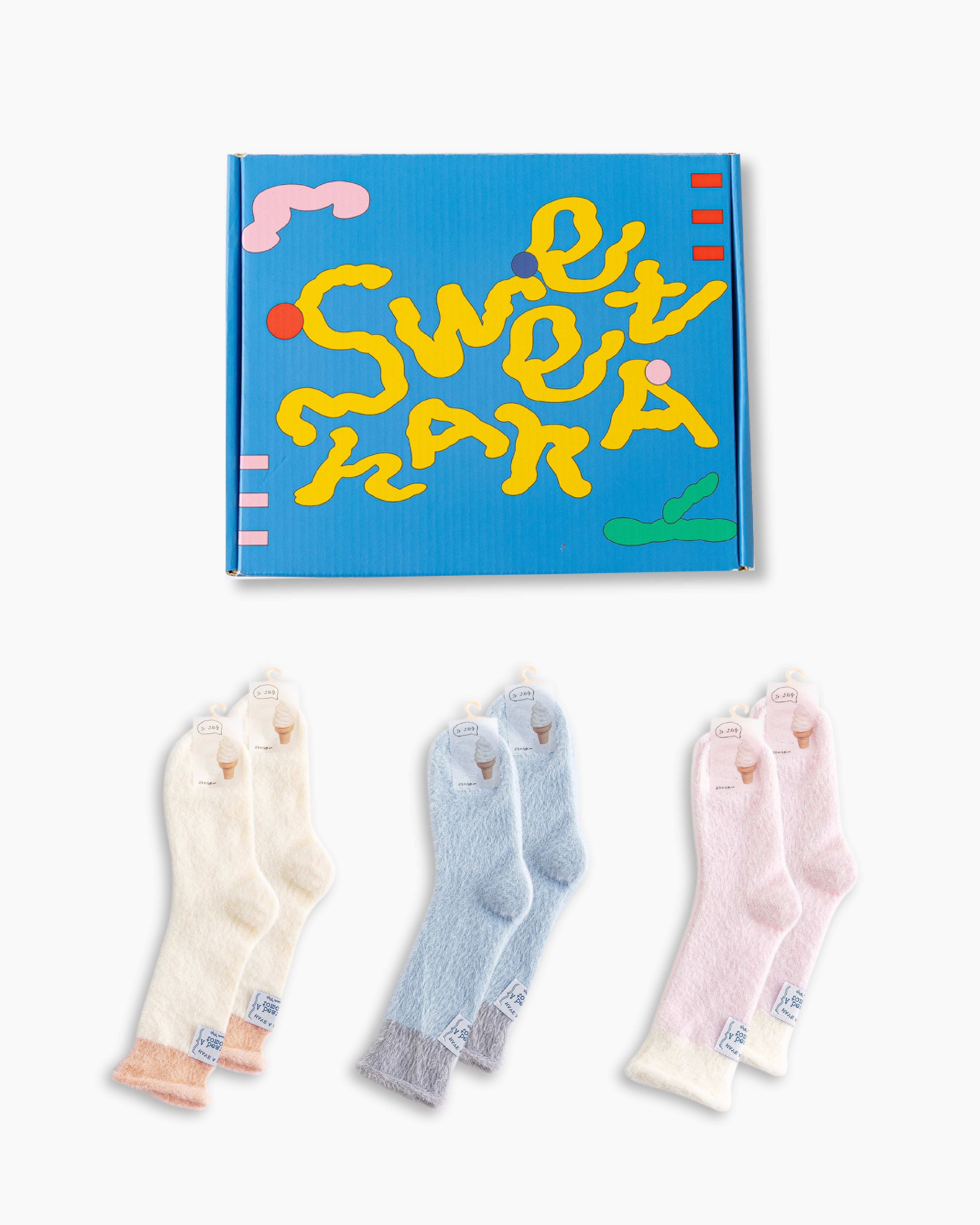Gift Box Set Womens Crew Socks Ice Cream Series Fuzzy Cozy Non Slip