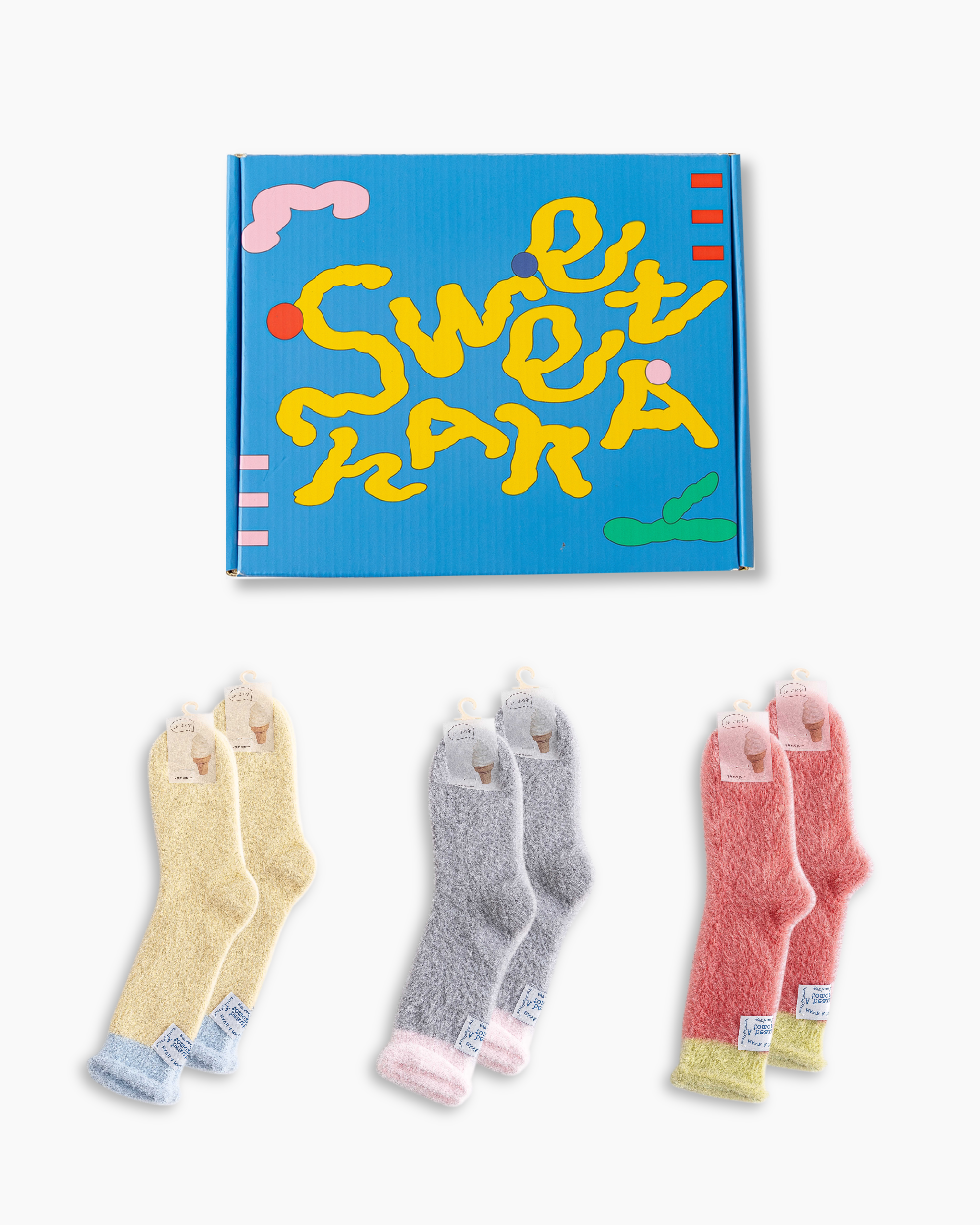 Gift Box Set Womens Crew Socks Ice Cream Series Fuzzy Cozy Non Slip