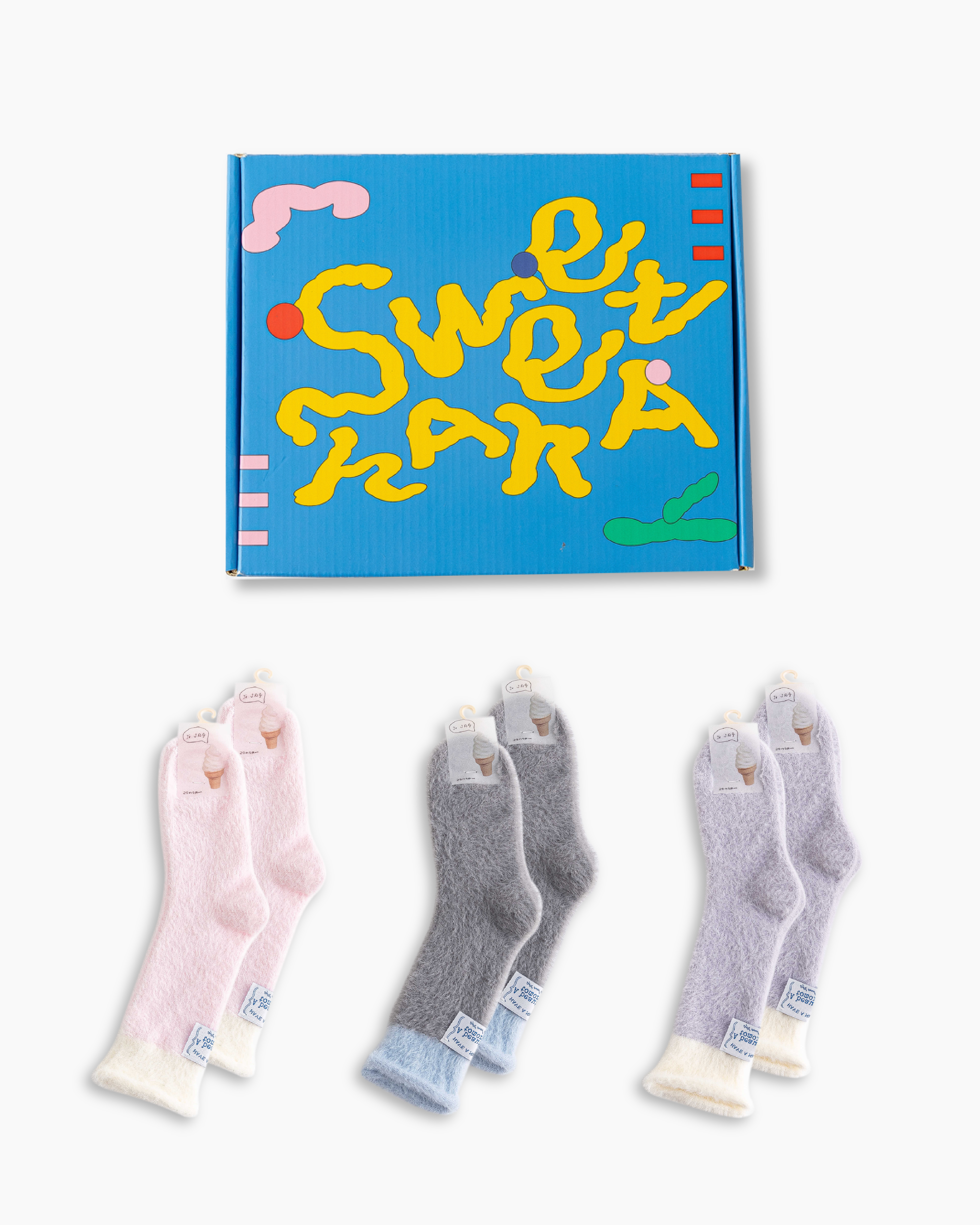 Gift Box Set Womens Crew Socks Ice Cream Series Fuzzy Cozy Non Slip