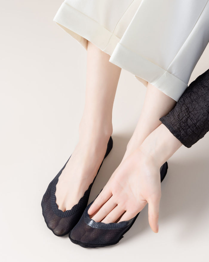 Breathable Mesh Scalloped No Show Liner Socks