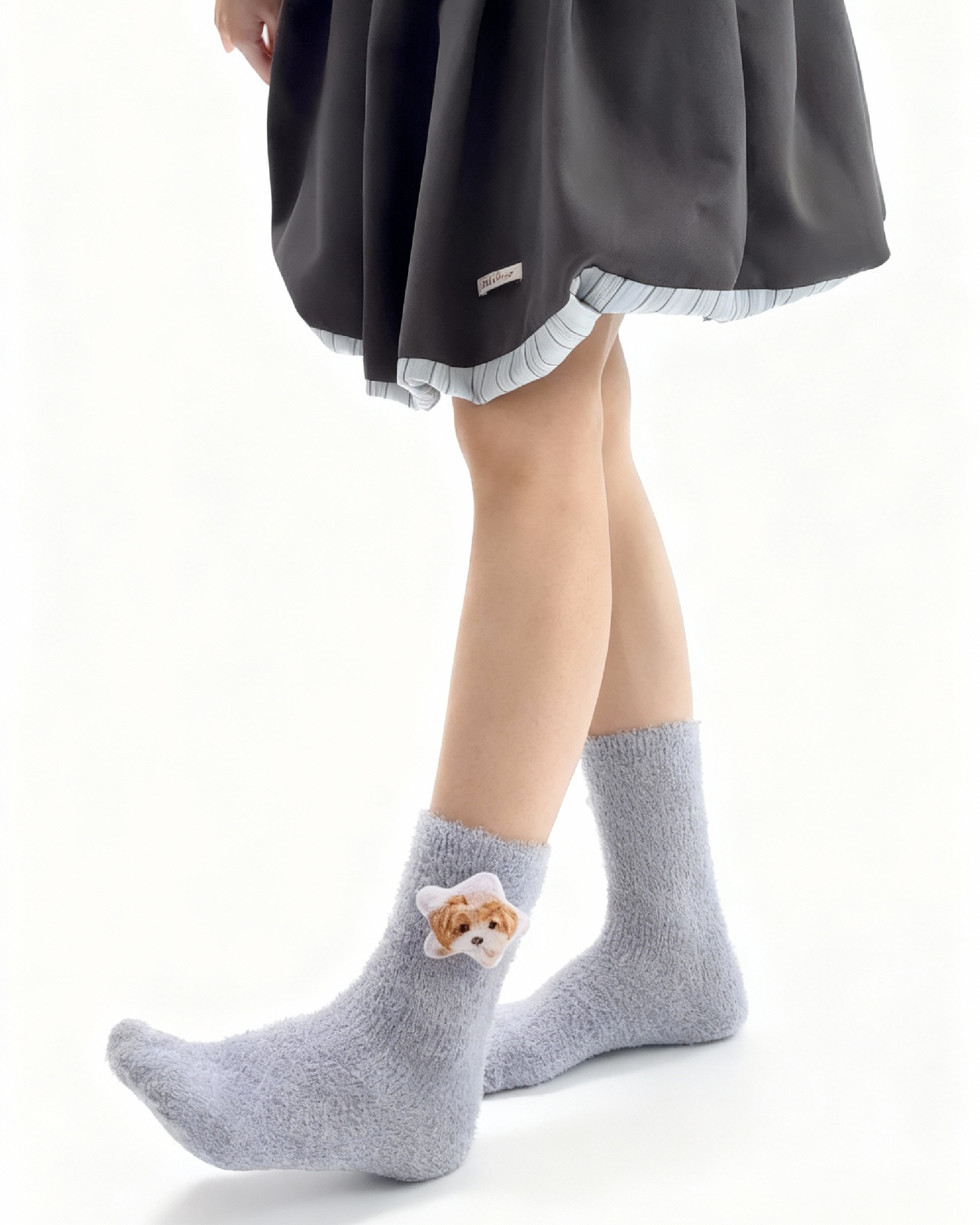 レディース クルー ソックス リトルアニマルスターシリーズ ふわふわ快適 暖かい 室内用ソックス