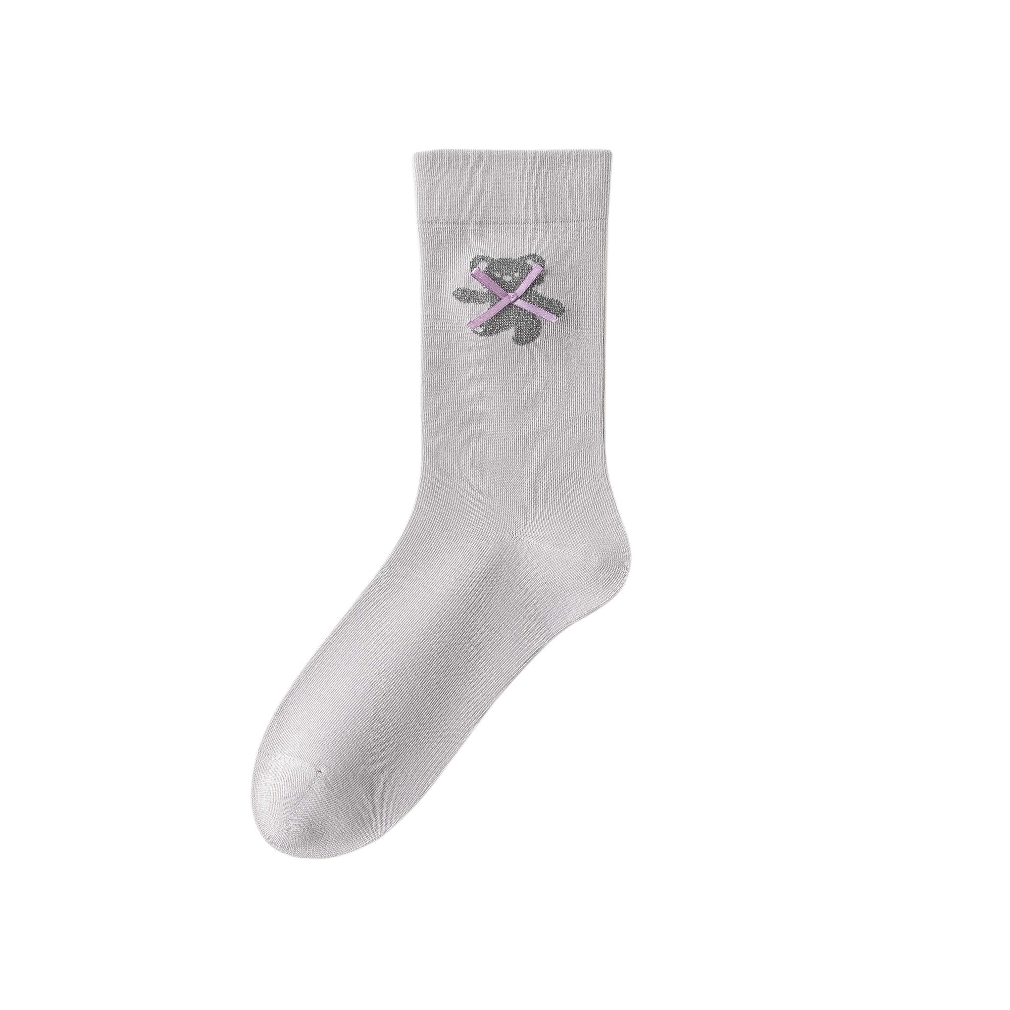Women Crew Socks Bow Bear Series Cotton Cute Embroidery Casual Socks