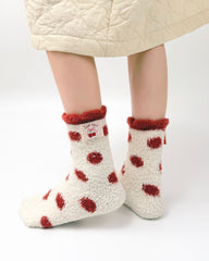 Women Crew Socks Shiny Star Polka Dot Series Fuzzy Warm Cozy Indoor Socks