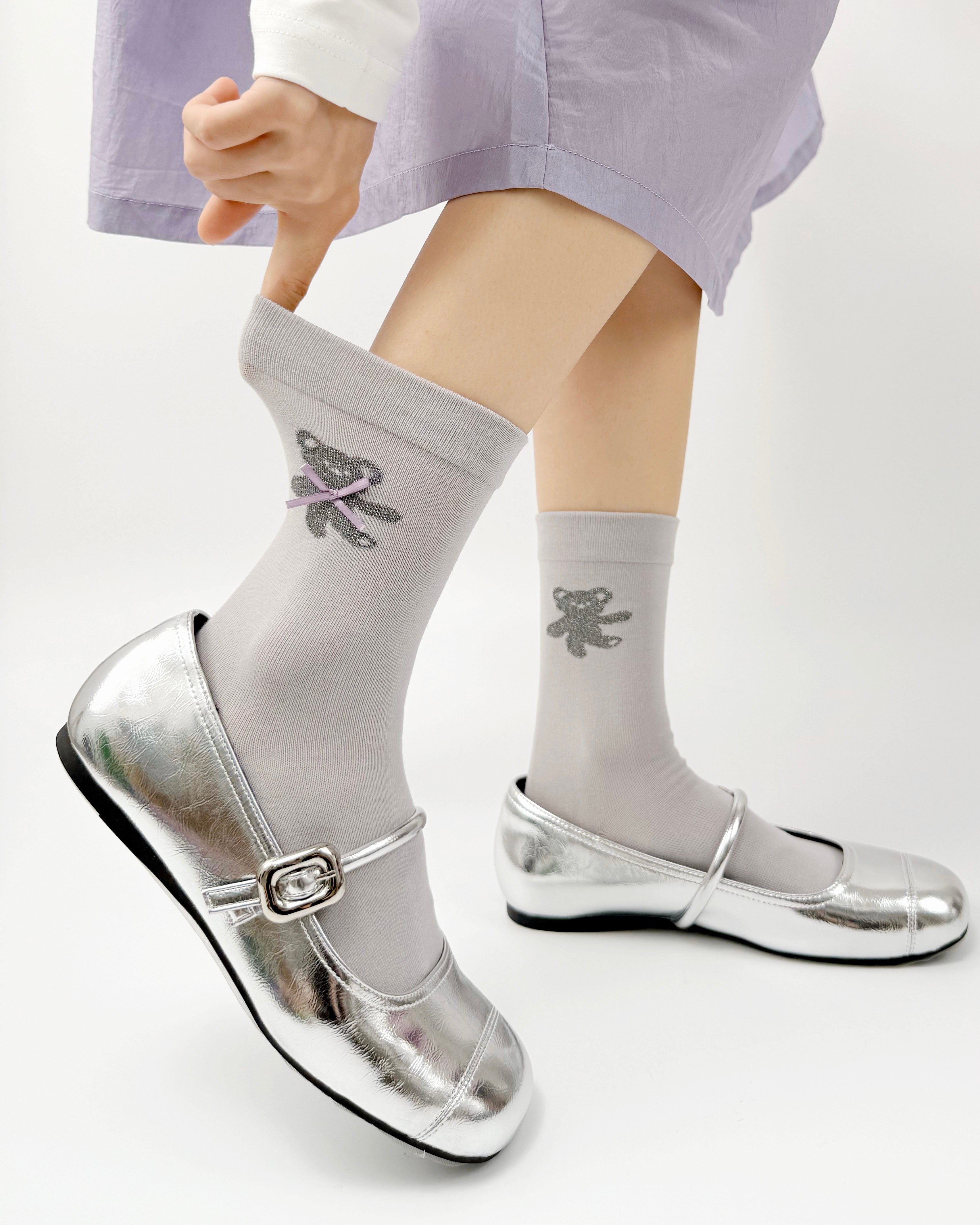 Women Crew Socks Bow Bear Series Cotton Cute Embroidery Casual Socks