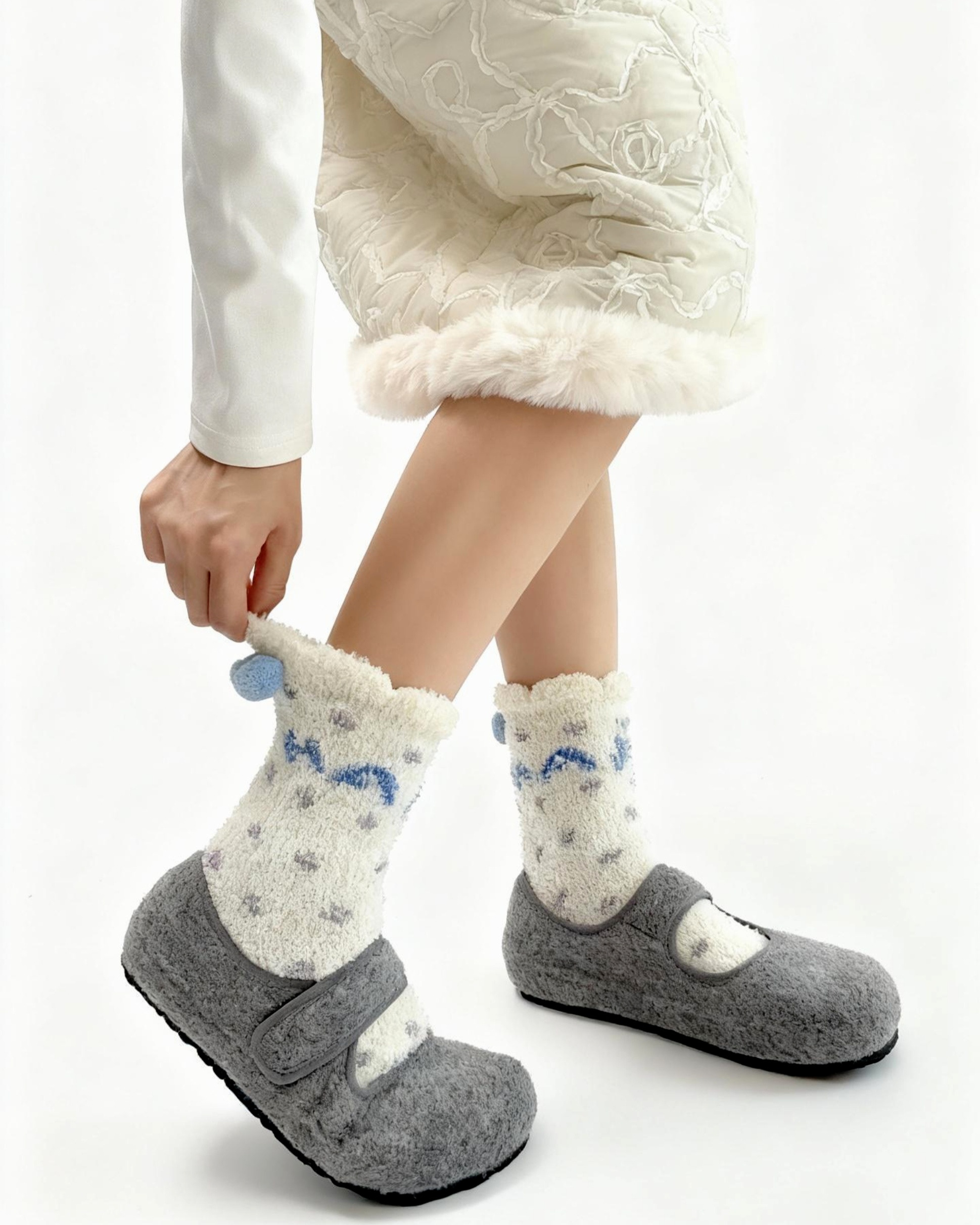 レディース クルー ソックス ラブリーシリーズ ふわふわ 暖かい 快適 室内用 ソックス