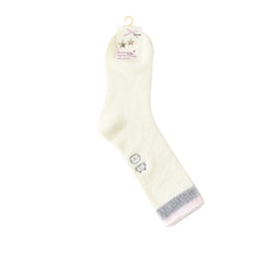 여성 크루 양말 보송보송하고 따뜻하며 포근한 면 소재, 부드럽고 귀여운 동물 자수