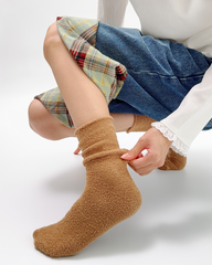 レディース クルー ソックス 無地 カラー ソフト コージー ウォーム カジュアル ソックス