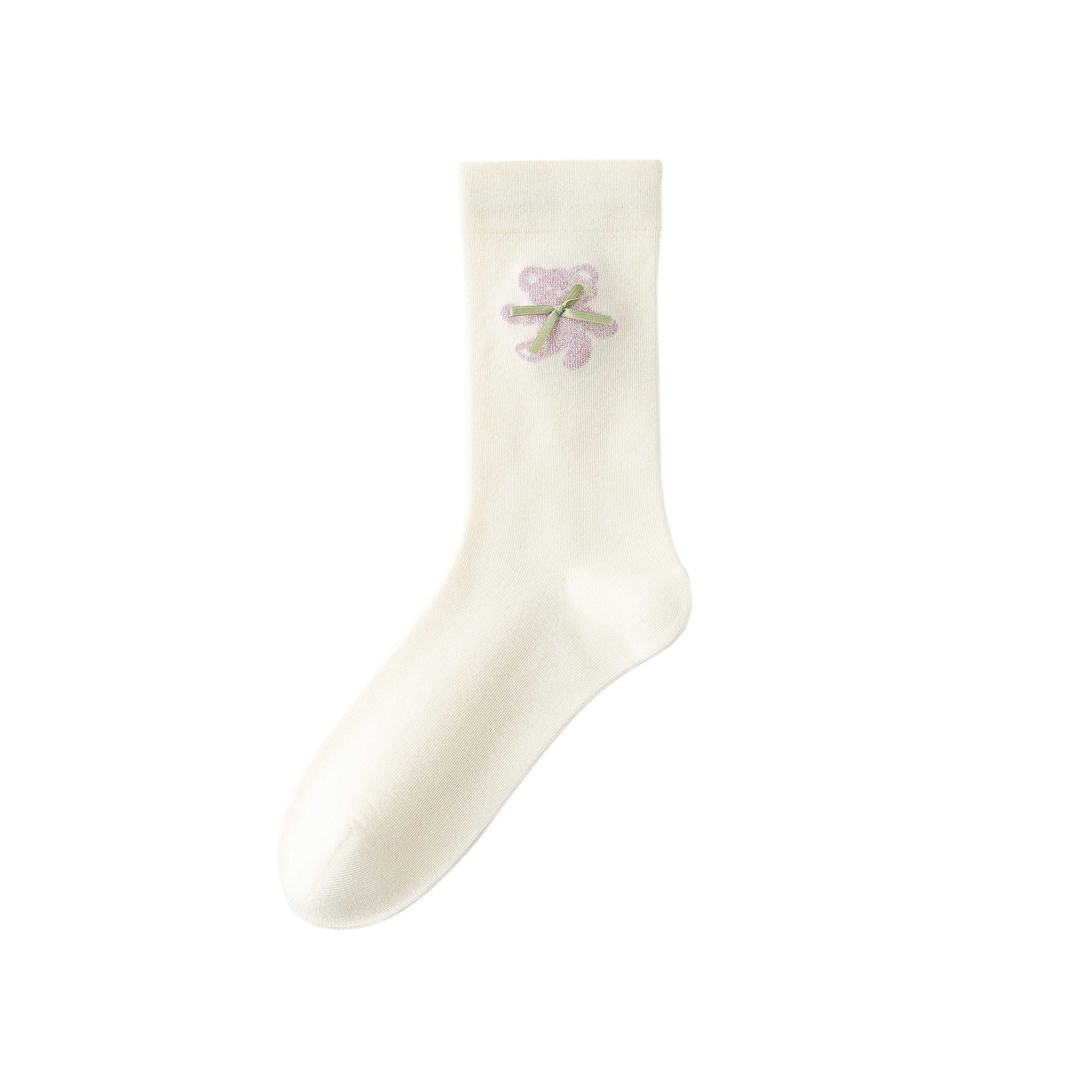 Women Crew Socks Bow Bear Series Cotton Cute Embroidery Casual Socks