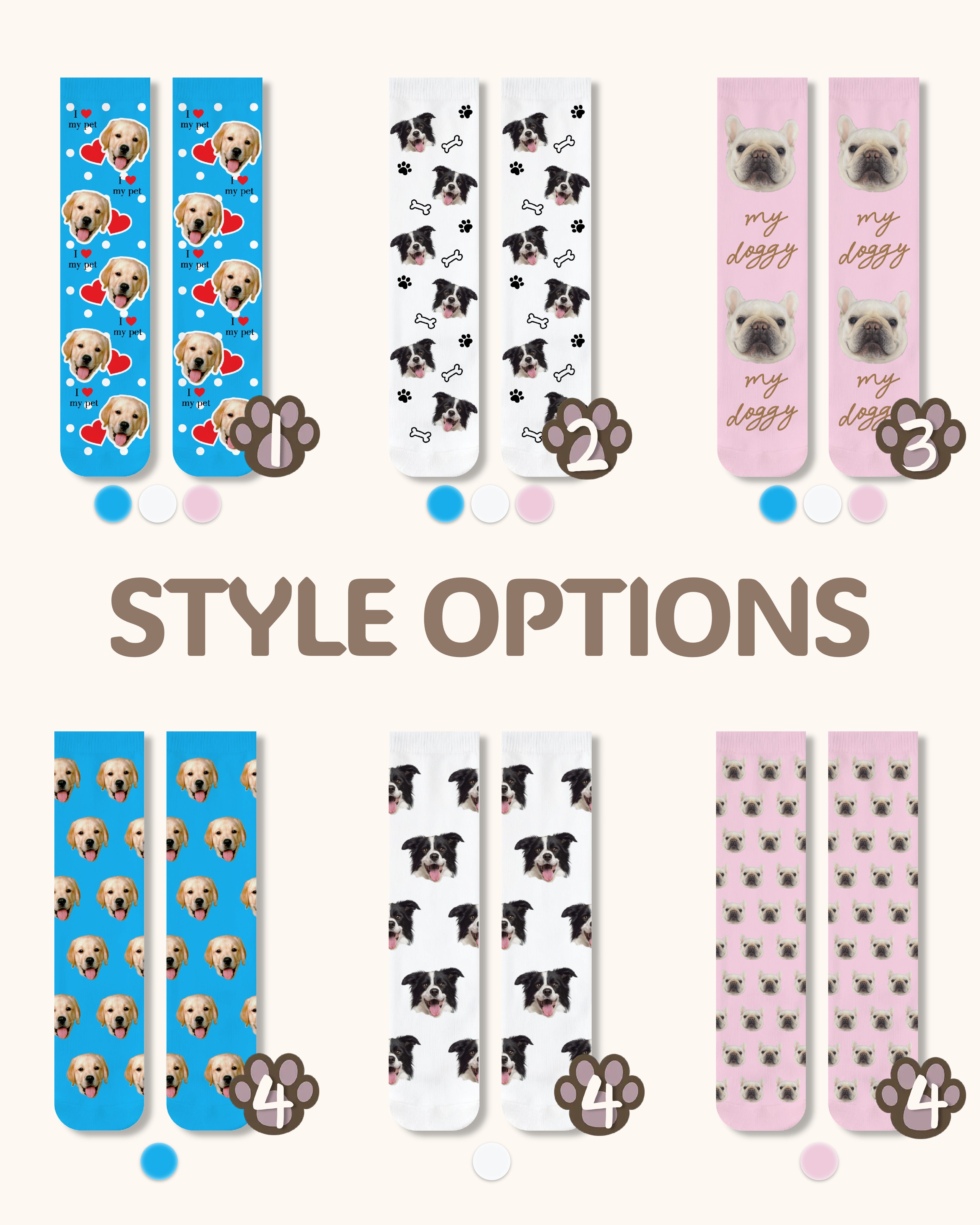 Custom Dog Face Crew Socks Personalized Pet Photo Socks Gift for Pet Lovers
