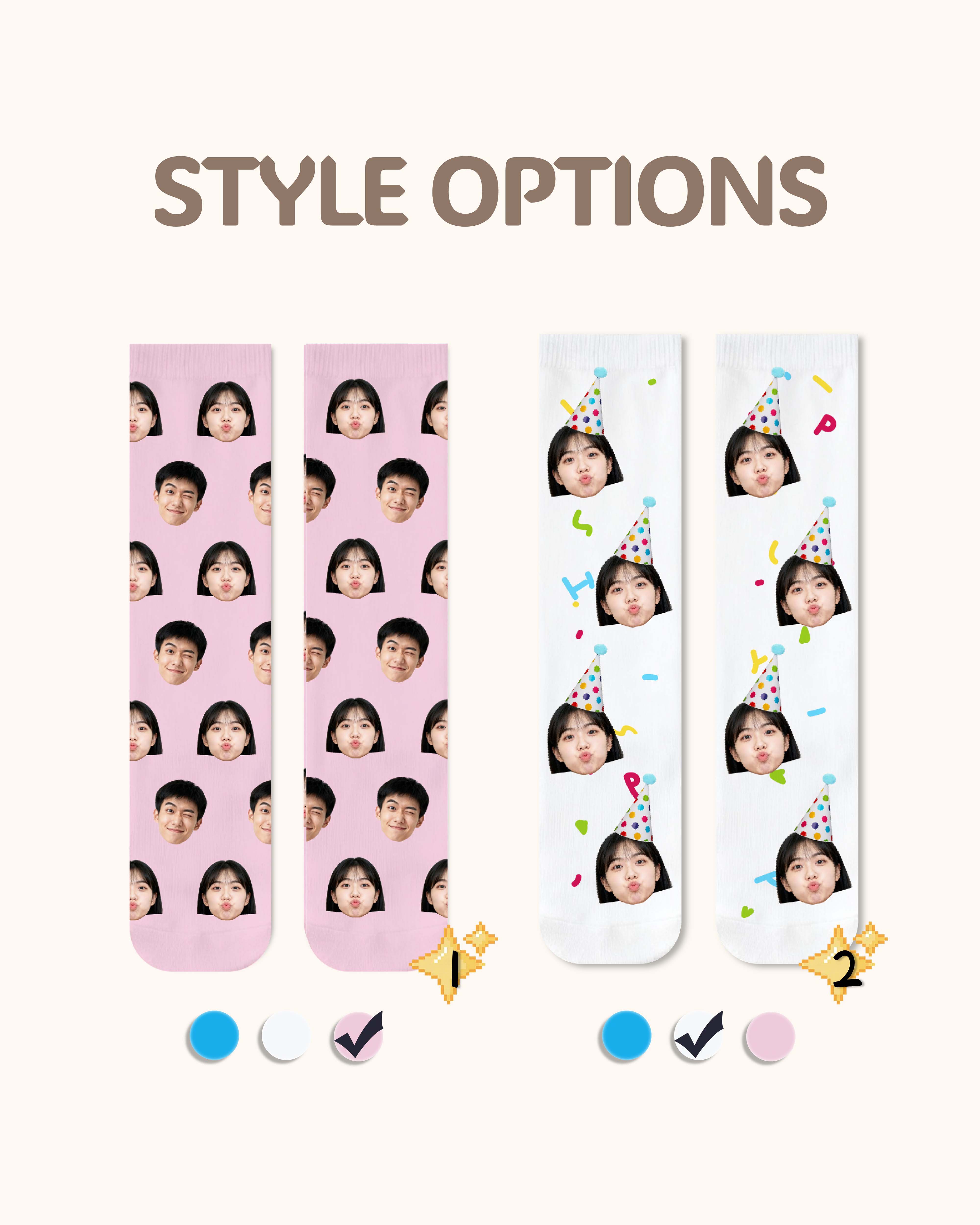 Custom Portrait Face Crew Socks Personalized Photo Socks Gift for Friends