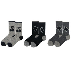 Sweetnana 3-Pack Women's Bow-Knot Jacquard Wool Socks, Cozy Crew Socks Seamless Socks.