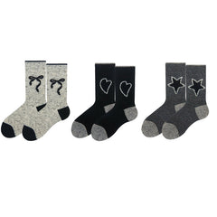 Sweetnana 3-Pack Women's Bow-Knot Jacquard Wool Socks, Cozy Crew Socks Seamless Socks.