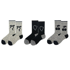 Sweetnana 3-Pack Women's Bow-Knot Jacquard Wool Socks, Cozy Crew Socks Seamless Socks.