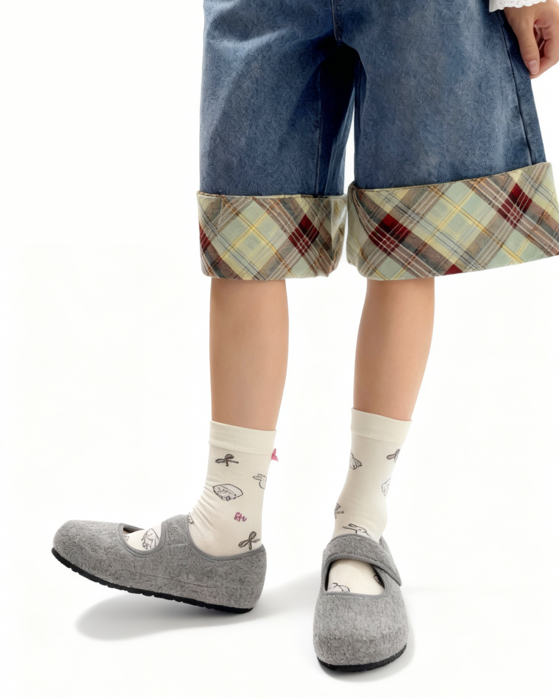 여성 크루 양말 버니 시리즈 면 귀여운 자카드 리본 캐주얼 양말