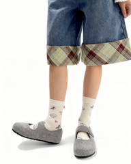 여성 크루 양말 버니 시리즈 면 귀여운 자카드 리본 캐주얼 양말