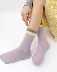Women Crew Socks Fuzzy Warm Cozy Cotton Soft Cute Animal Embroidery