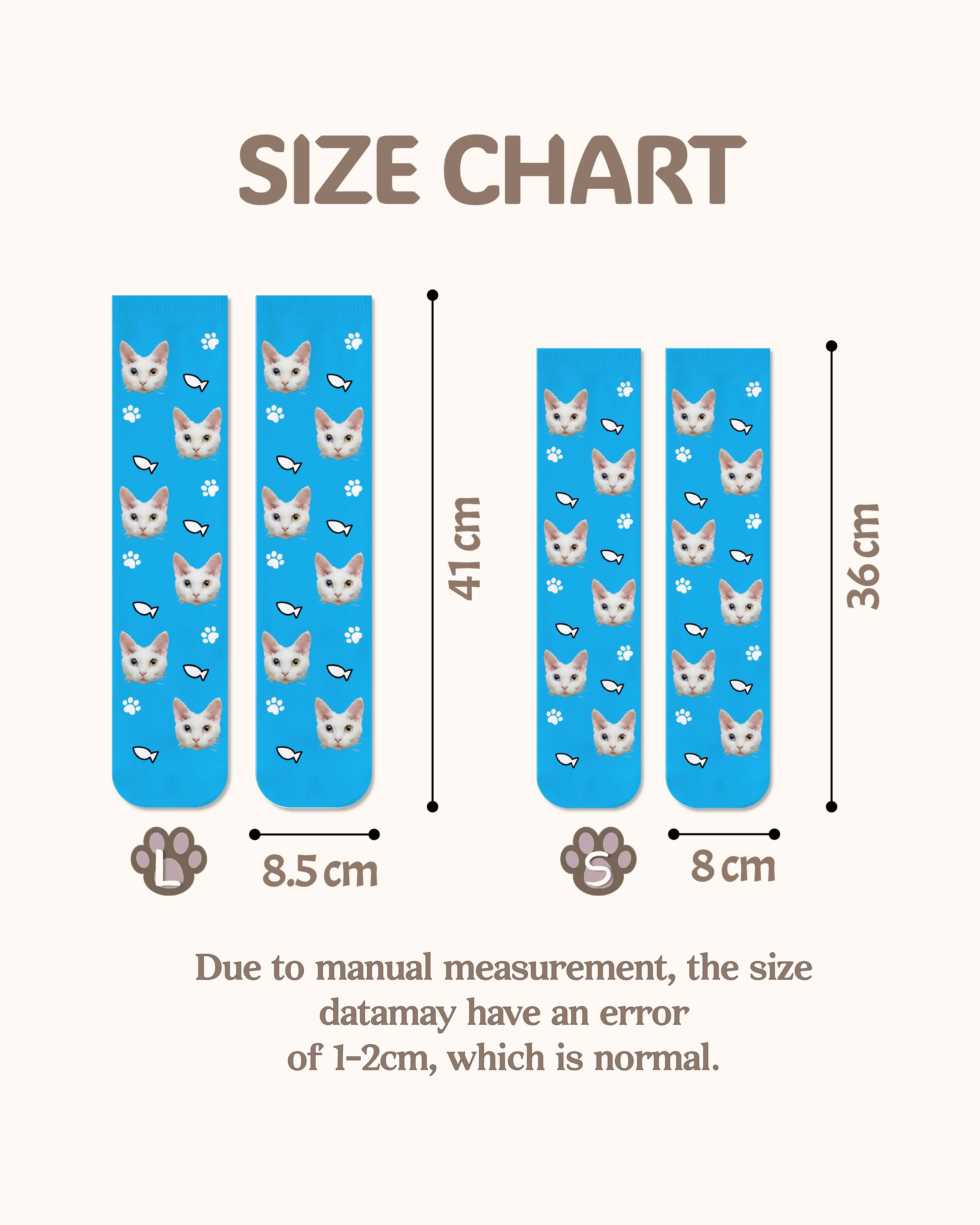 Custom Cat Face Crew Socks Personalized Pet Photo Socks Gift for Pet Lovers