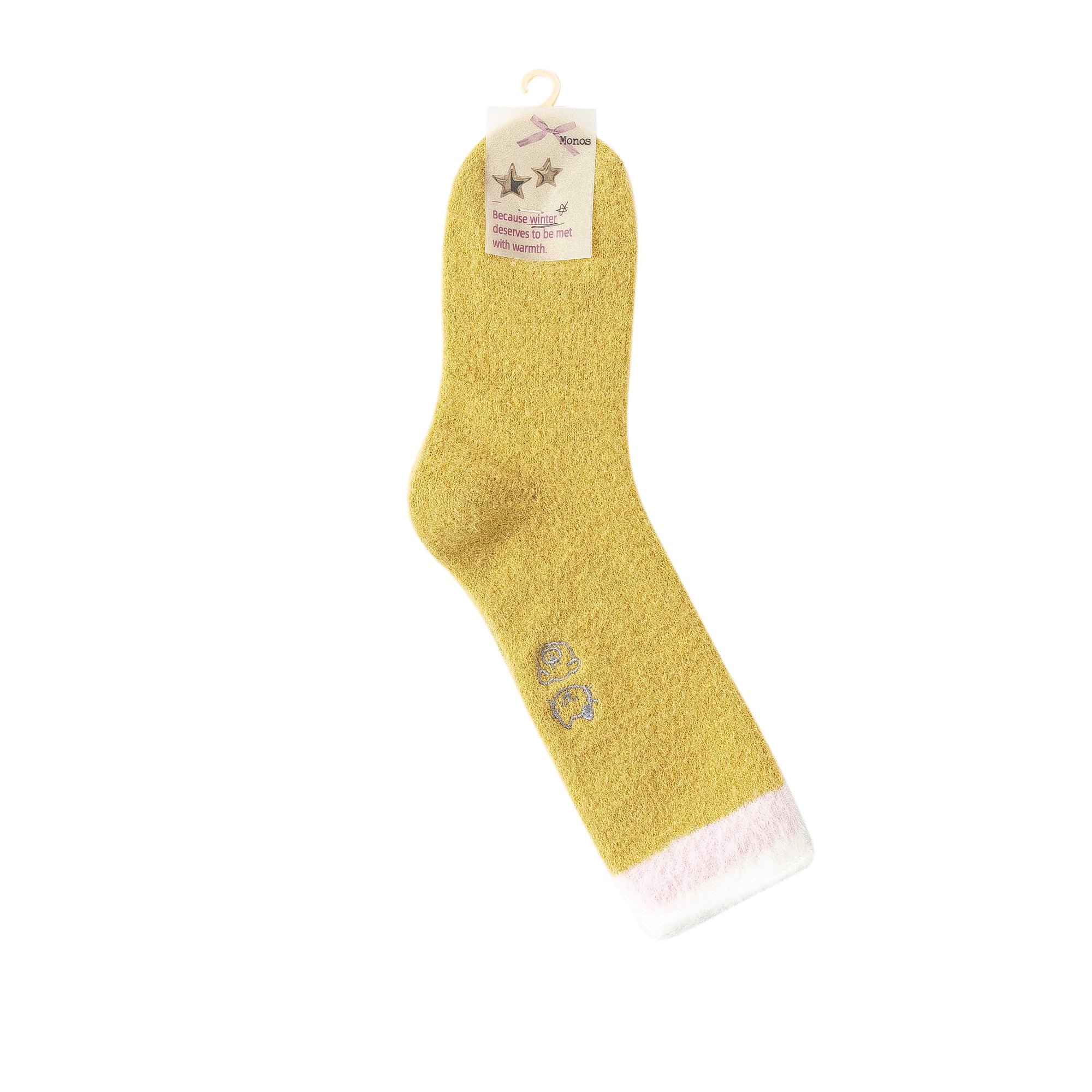 Women Crew Socks Fuzzy Warm Cozy Cotton Soft Cute Animal Embroidery