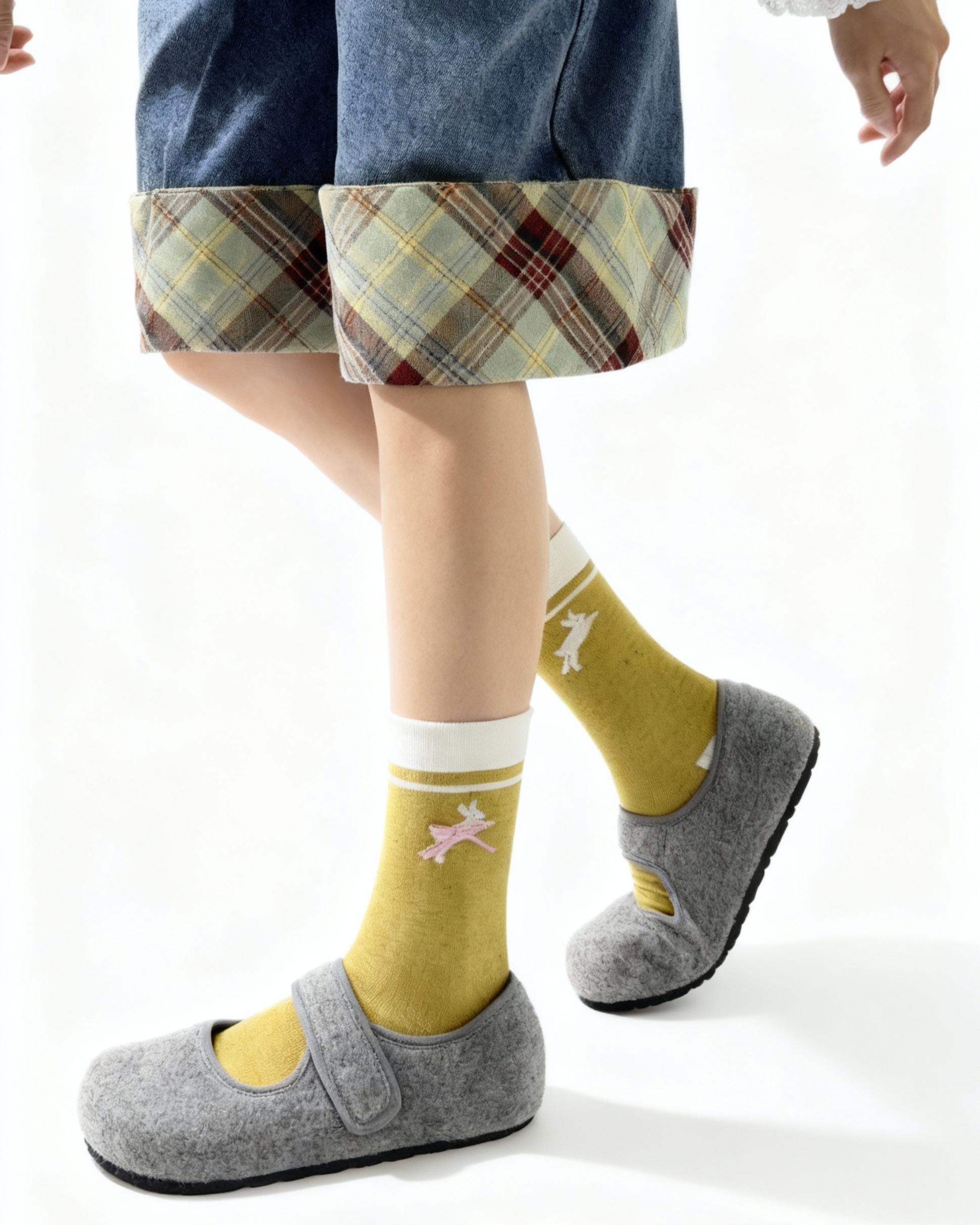 여성 크루 양말 버니 시리즈 면 귀여운 자카드 리본 캐주얼 양말