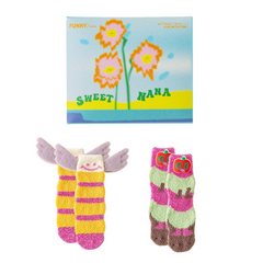 Gift Box Set Women Crew Socks Caterpillar Series Funny Fuzzy Thick Warm Soft Socks