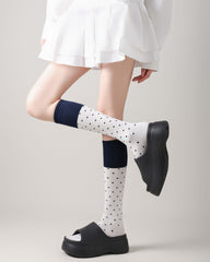 여성용 무릎 길이 양말 도트 패턴 대비감 편안함 다용도