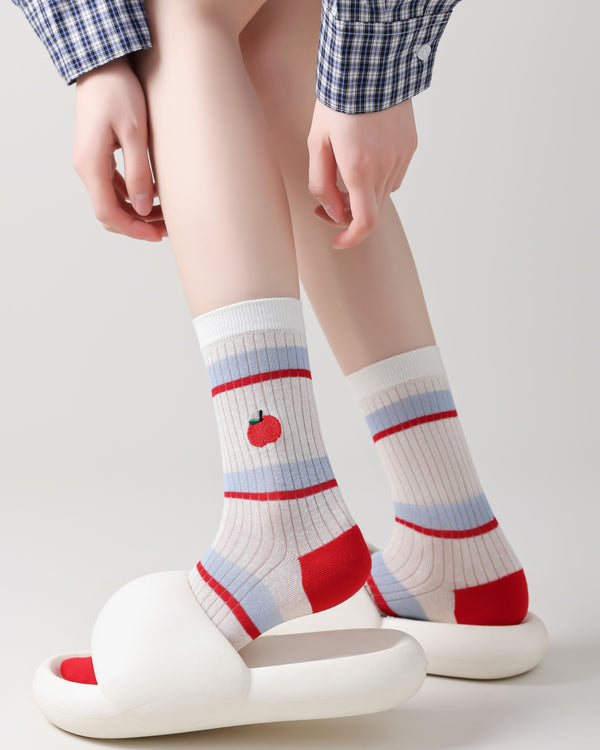 Women Crew Socks Cartoon Embroidery Comfortable Fun - SWEET NANA
