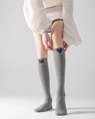 Women Knee High Socks Heart Letter Cotton Soft Casual Socks