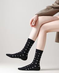 Women Crew Socks White Cotton Letter Polka Dot Series Chic Casual Socks