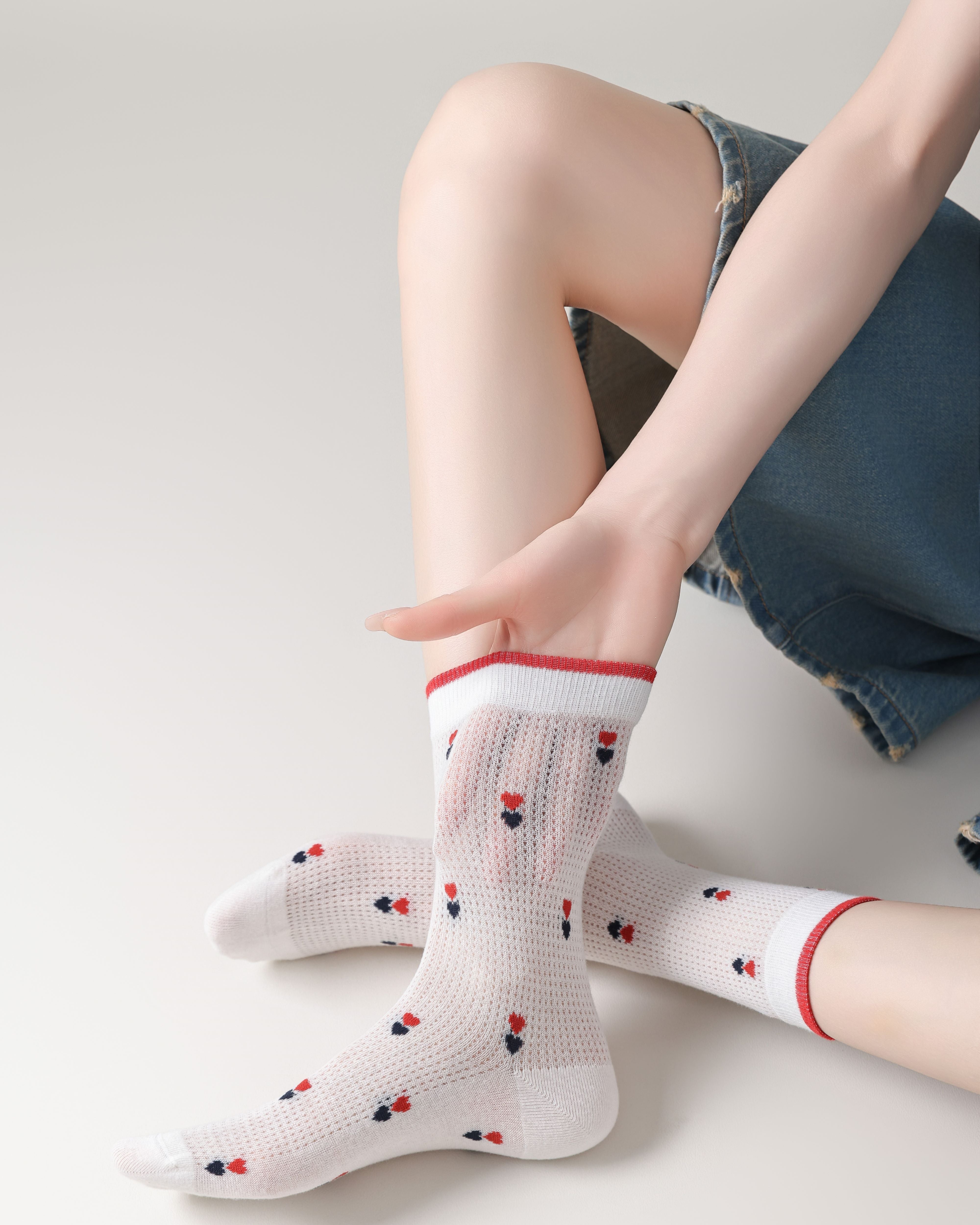 女款中筒襪子 可愛臘腸犬系列 棉質網眼透氣襪子