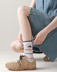 女款中筒襪子 可愛臘腸犬系列 棉質網眼透氣襪子