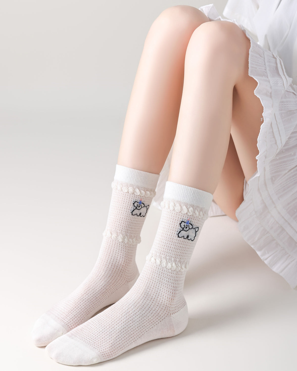 Women Crew Socks Puppy Cute Versatile Comfortable Fun