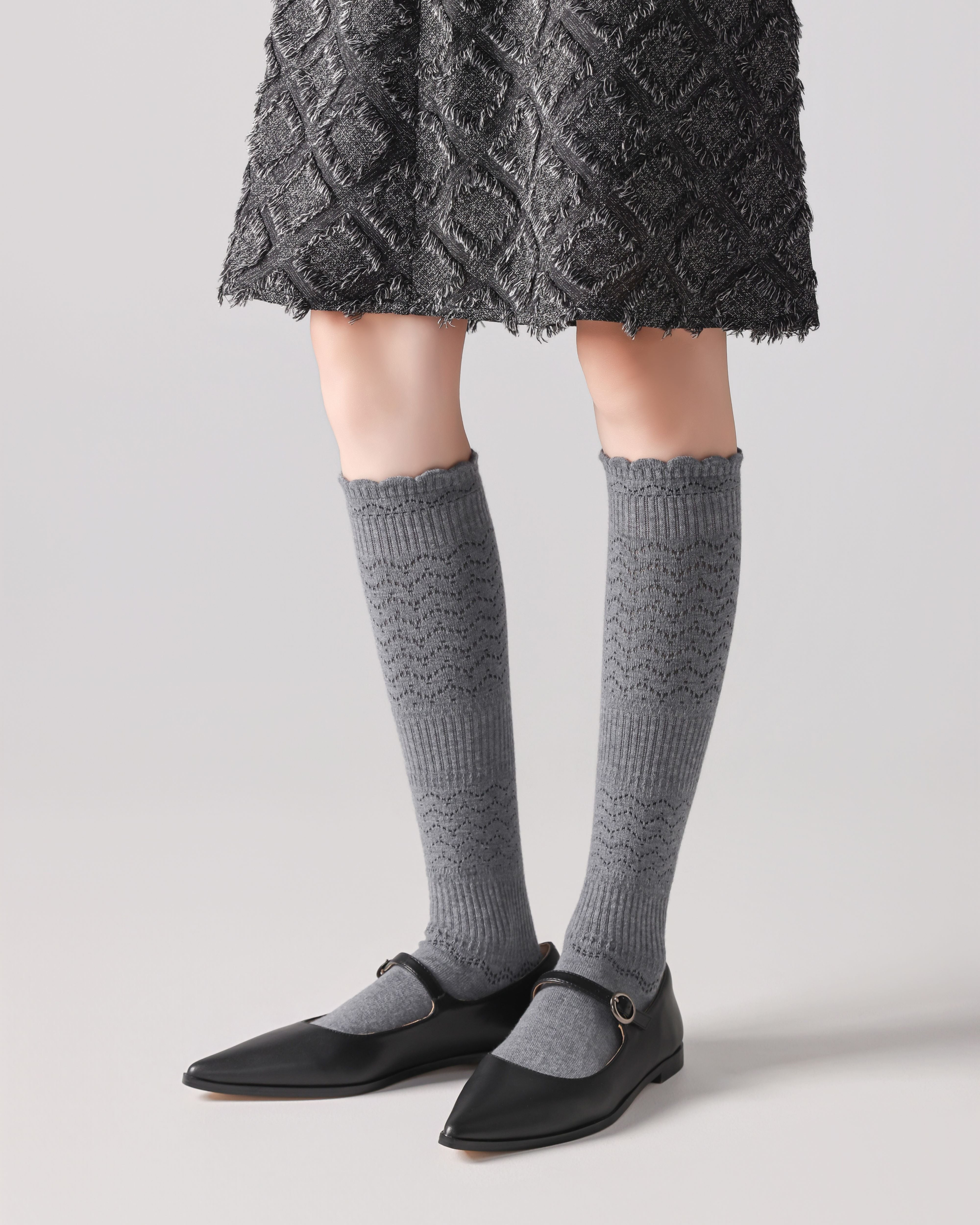 Women Hollow Out Knee High Socks Elegant Breathable Design
