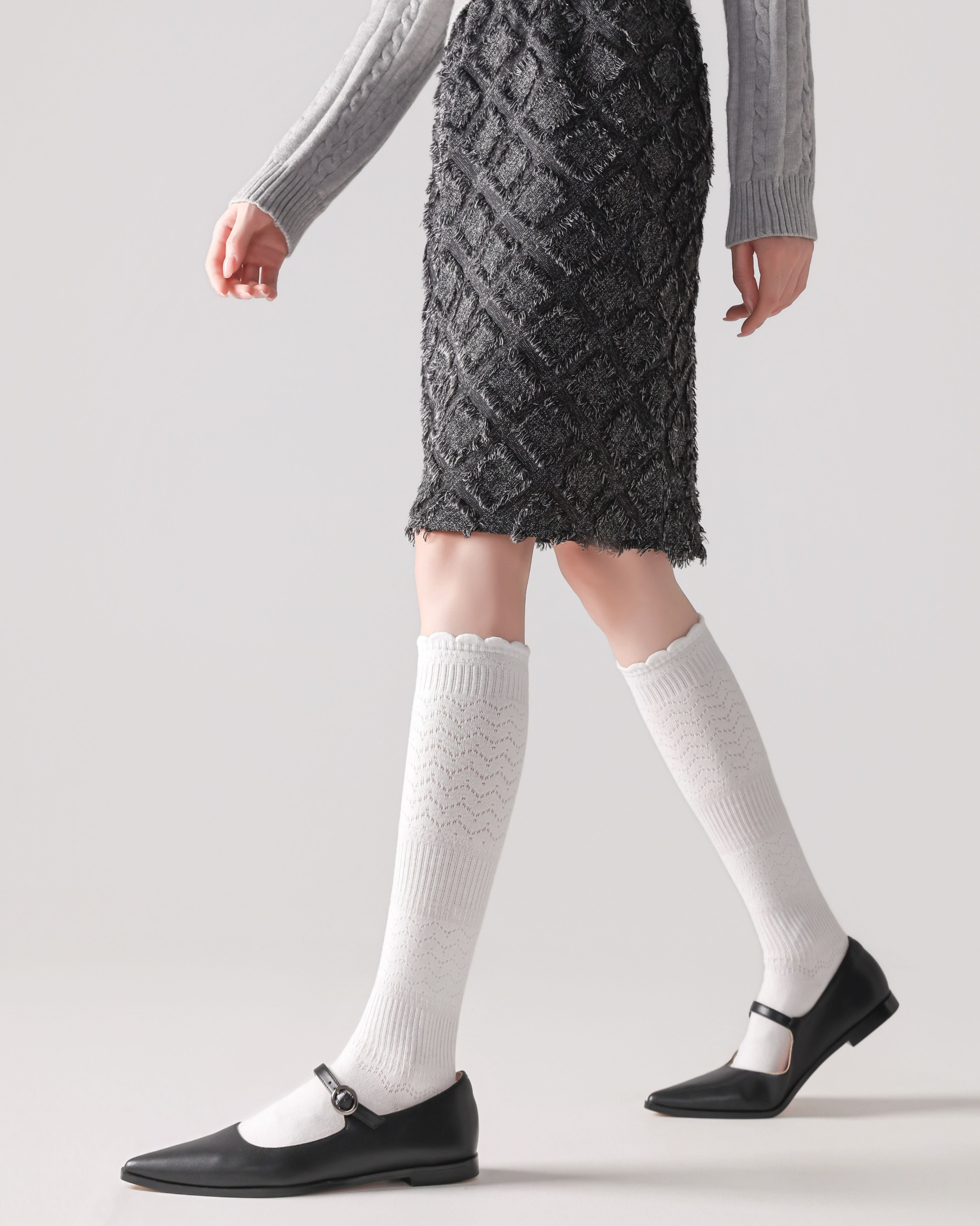 Women Hollow Out Knee High Socks Elegant Breathable Design