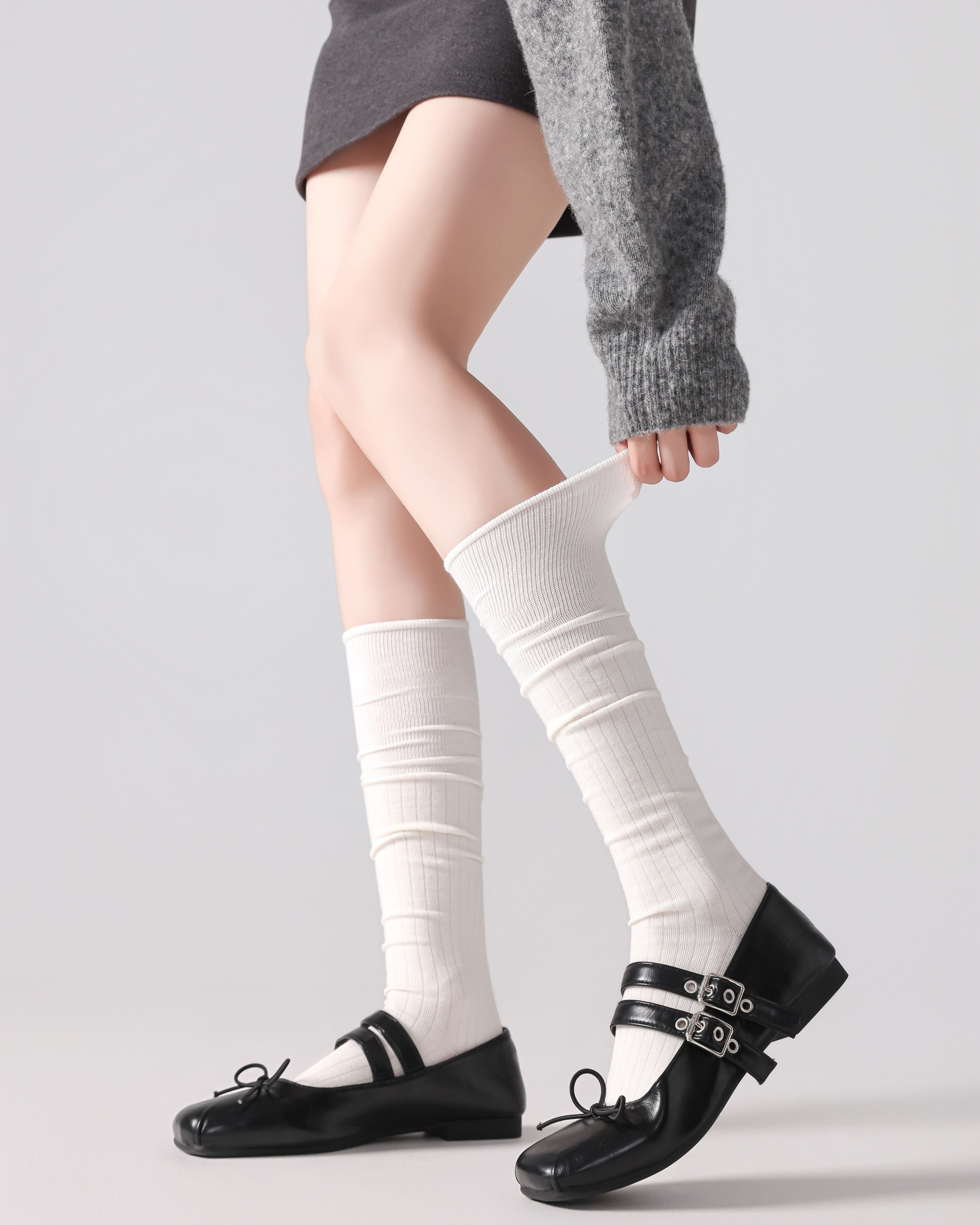 Women Solid Knee High Slouch Socks Soft Stretch Comfort Fit