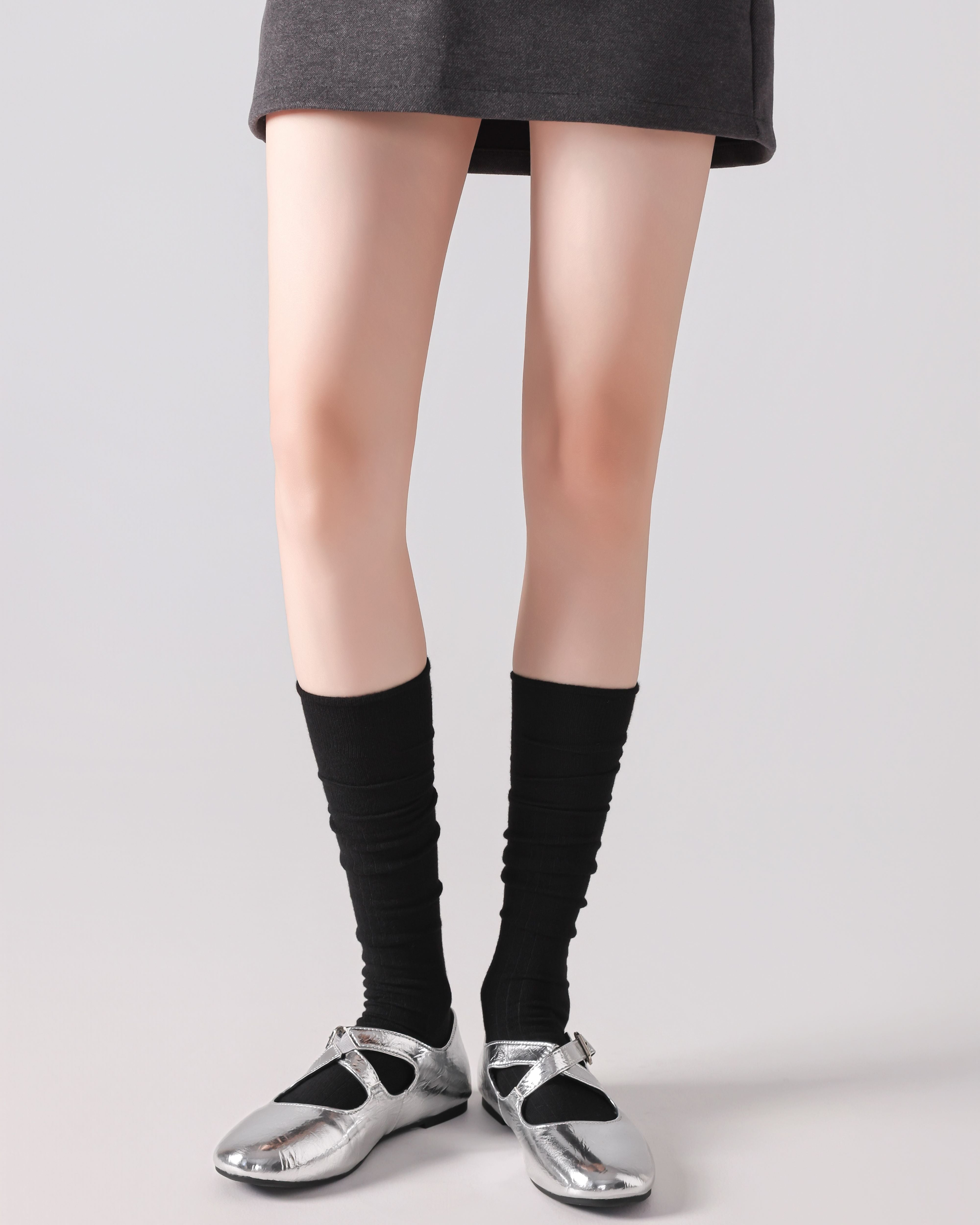 Women Solid Knee High Slouch Socks Soft Stretch Comfort Fit